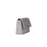 Grey Quilted Shoulder Handbag with Chain Strap