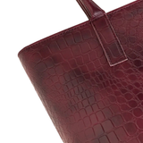 Burgundy Croc Textured Tote Bag