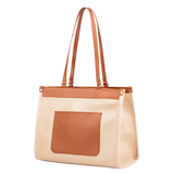 Beige Pebbled Tote Bag with Dual Shoulder Straps